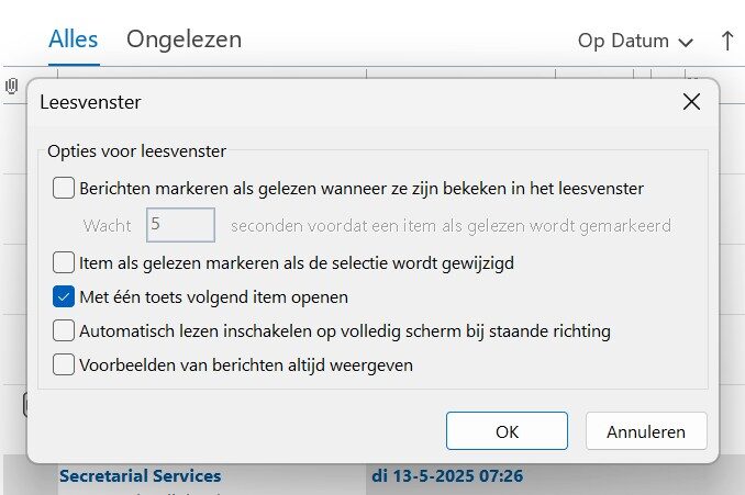 mail op ongelezen laten staan
